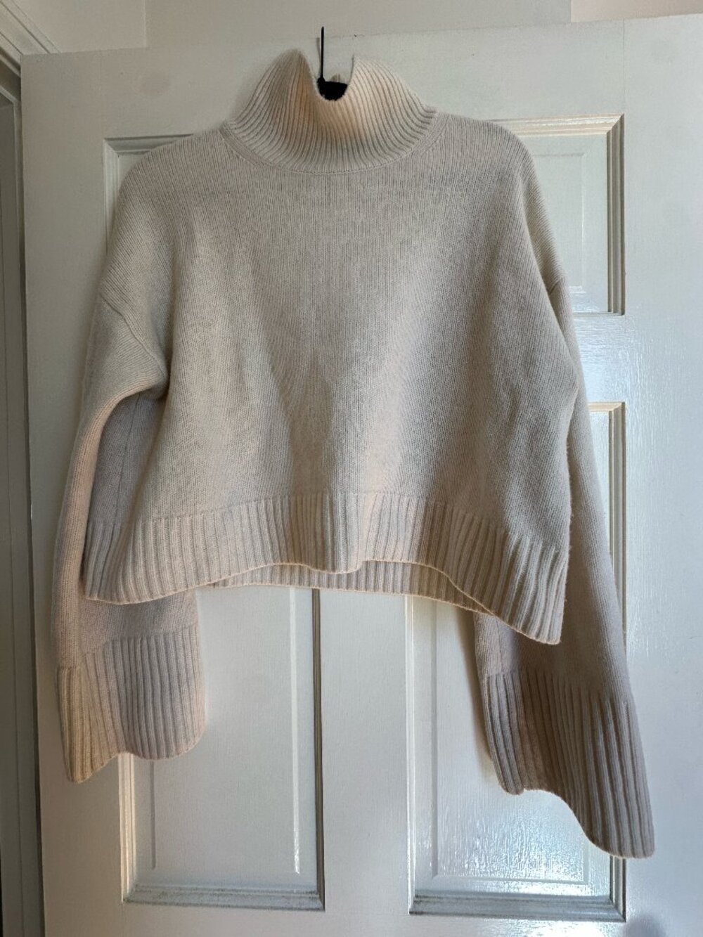 Reformation March Regenerative Wool Cropped Turtleneck in Arctic